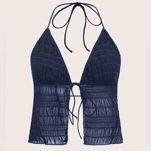 Women’s Deep V Neck Navy Halter NWOT